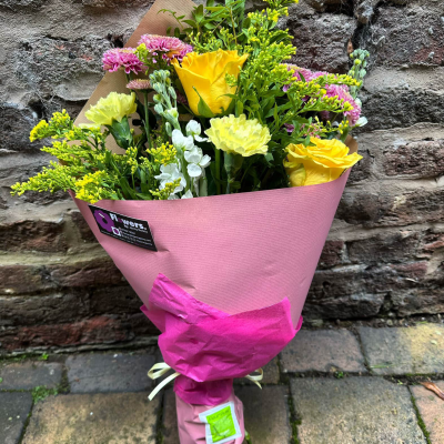 Wrap of Loveliness - A simple wrap of mixed flowers to convey your message will be put together from the finest collection of flowers on the day by a real local florist. Wrap of Loveliness - A simple wrap of mixed flowers to convey your message will be put together from the finest collection of flowers on the day by a real local florist.